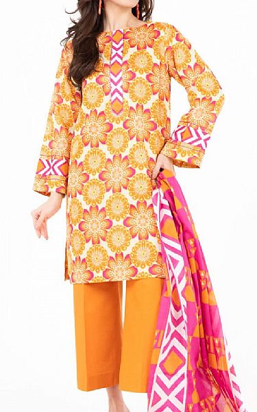 Alkaram Light Orange Lawn Suit | Pakistani Lawn Dress in USA- Image 1