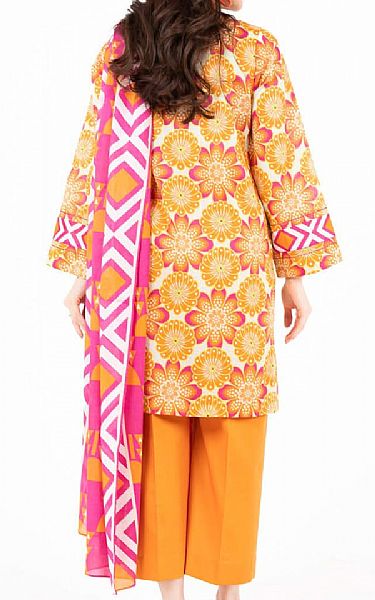 Alkaram Light Orange Lawn Suit | Pakistani Lawn Dress in USA- Image 2