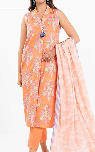 Alkaram Peach Lawn Suit | Pakistani Lawn Dress in USA- Image 1
