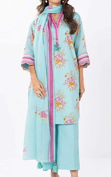 Alkaram Light Blue Lawn Suit (2 pcs) | Pakistani Lawn Dress in USA- Image 1