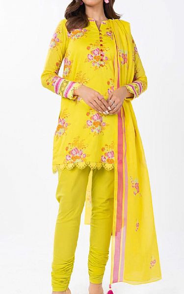 Alkaram Sun Yellow Lawn Suit (2 pcs) | Pakistani Lawn Dress in USA- Image 1