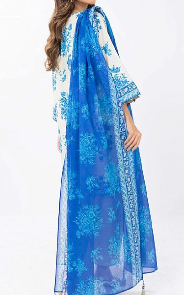 Alkaram Off White/Blue Lawn Suit (2 pcs) | Pakistani Lawn Dress in USA- Image 2