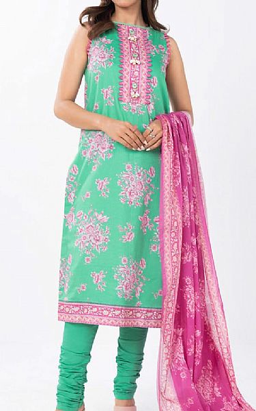 Alkaram Light Green Lawn Suit (2 pcs) | Pakistani Lawn Dress in USA- Image 1