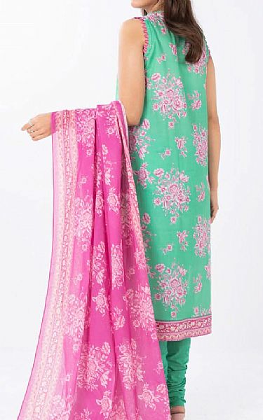 Alkaram Light Green Lawn Suit (2 pcs) | Pakistani Lawn Dress in USA- Image 2