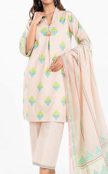Alkaram Off White Lawn Suit (2 pcs) | Pakistani Lawn Dress in USA- Image 1