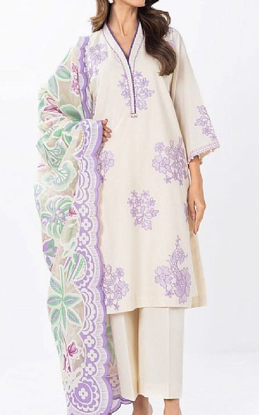 Alkaram Off White Lawn Suit | Pakistani Lawn Dress in USA- Image 1