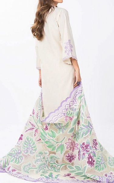 Alkaram Off White Lawn Suit | Pakistani Lawn Dress in USA- Image 2