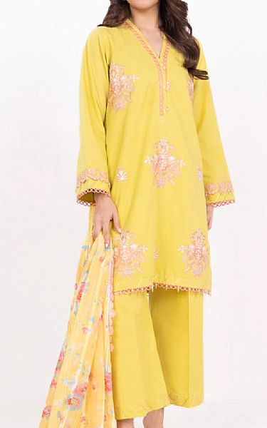 Alkaram Yellow Dobby Suit | Pakistani Lawn Dress in USA- Image 1