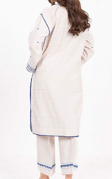 Alkaram Off White Dobby Suit (2 pcs) | Pakistani Lawn Dress in USA- Image 2