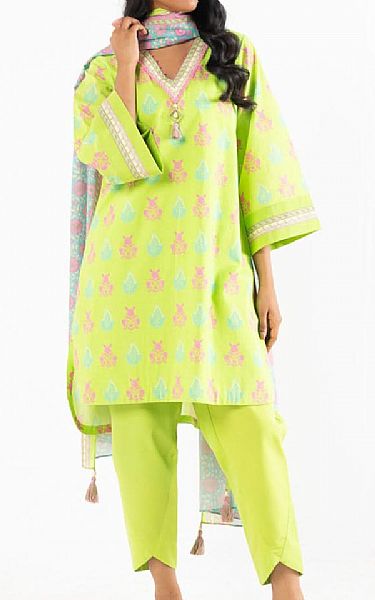 Alkaram Lime Green Lawn Suit (2 pcs) | Pakistani Lawn Dress in USA- Image 1