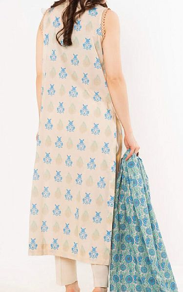 Alkaram Beige Lawn Suit (2 pcs) | Pakistani Lawn Dress in USA- Image 2