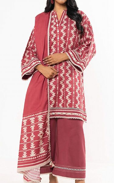 Alkaram Faded Red Lawn Suit (2 pcs) | Pakistani Lawn Dress in USA- Image 1