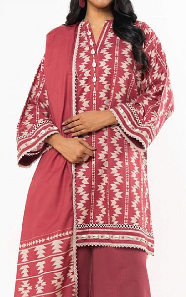 Alkaram Faded Red Lawn Suit (2 pcs) | Pakistani Lawn Dress in USA- Image 2