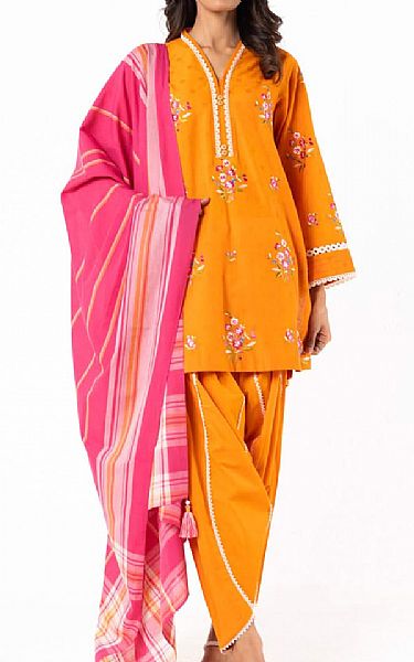 Alkaram Dark Orange Dobby Suit | Pakistani Lawn Dress in USA- Image 1