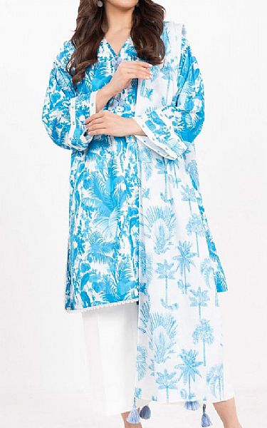 Alkaram Blue/White Lawn Suit | Pakistani Lawn Dress in USA- Image 1