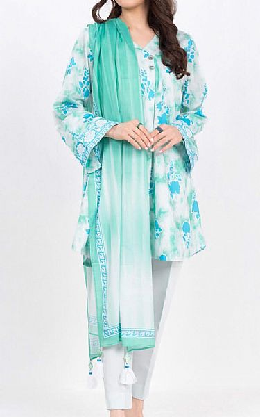 Alkaram Mine Green Lawn Suit | Pakistani Lawn Dress in USA- Image 1