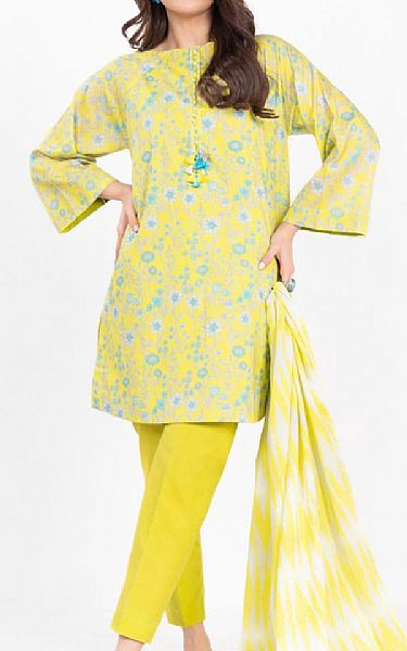 Alkaram Yellow Lawn Suit | Pakistani Lawn Dress in USA- Image 1