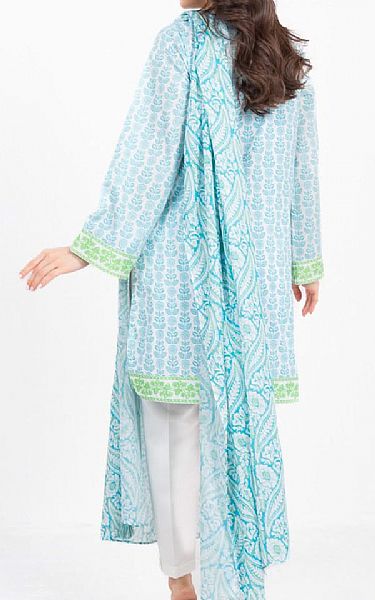 Alkaram Light Blue/Off White Lawn Suit | Pakistani Lawn Dress in USA- Image 2