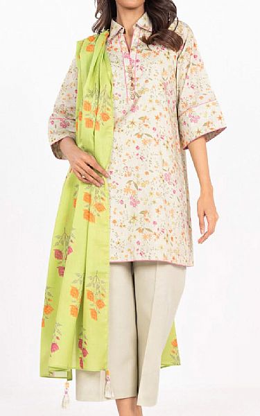 Alkaram Beige Lawn Suit | Pakistani Lawn Dress in USA- Image 1