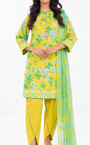Alkaram Yellow Lawn Suit | Pakistani Lawn Dress in USA- Image 1