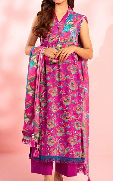 Alkaram Raspberry Pink Lawn Suit | Pakistani Lawn Dress in USA- Image 1