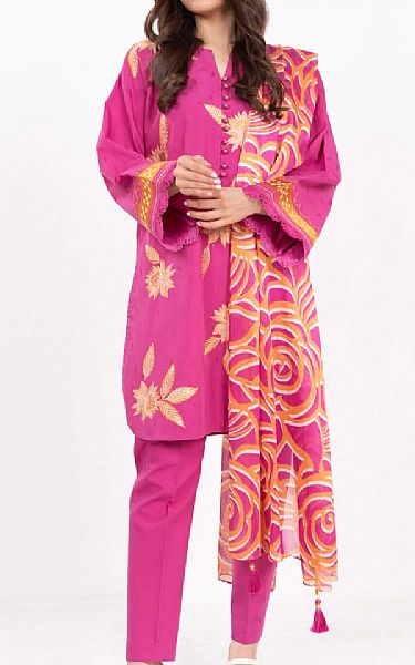 Alkaram Hot Pink Jacquard Suit | Pakistani Lawn Dress in USA- Image 1