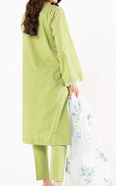 Alkaram Light Olive Lawn Suit | Pakistani Lawn Dress in USA- Image 2