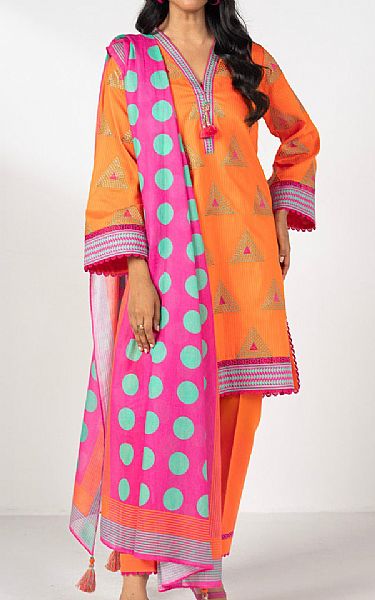 Alkaram Safety Orange Lawn Suit | Pakistani Lawn Dress in USA- Image 1