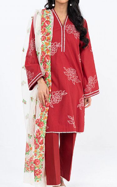 Alkaram Red Lawn Suit | Pakistani Lawn Dress in USA- Image 1