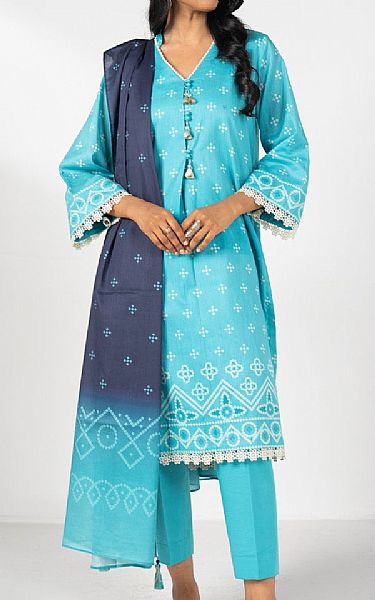 Alkaram Turquoise Lawn Suit | Pakistani Lawn Dress in USA- Image 1