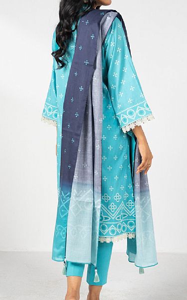 Alkaram Turquoise Lawn Suit | Pakistani Lawn Dress in USA- Image 2