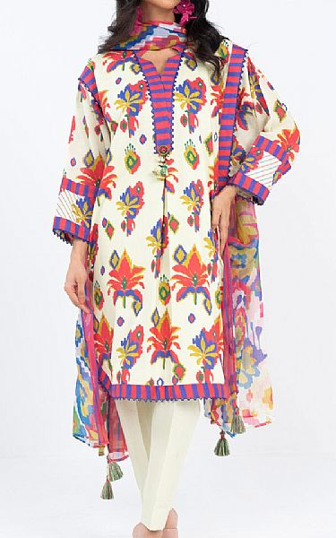 Alkaram Off White Lawn Suit | Pakistani Lawn Dress in USA- Image 1