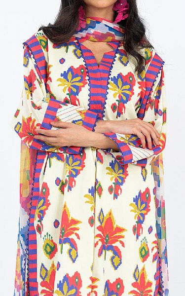 Alkaram Off White Lawn Suit | Pakistani Lawn Dress in USA- Image 2