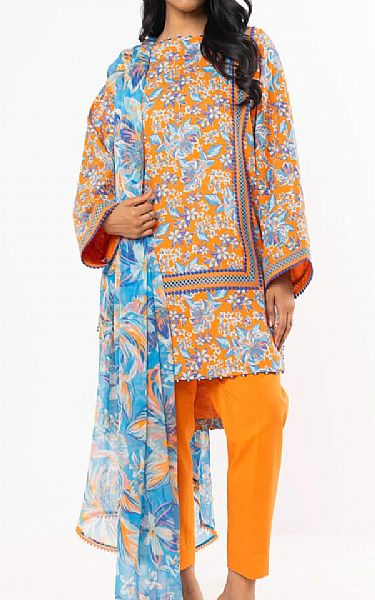 Alkaram Orange Lawn Suit | Pakistani Lawn Dress in USA- Image 1