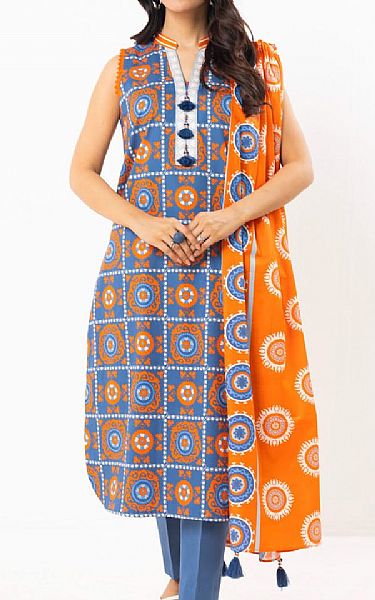 Alkaram Dusty Blue Lawn Suit | Pakistani Lawn Dress in USA- Image 1