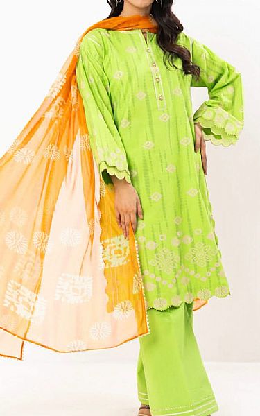 Alkaram Slime Green Lawn Suit | Pakistani Lawn Dress in USA- Image 1