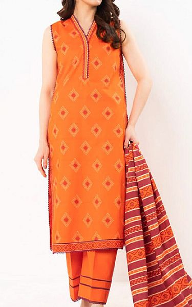 Alkaram Cadmium Orange Lawn Suit | Pakistani Lawn Dress in USA- Image 1