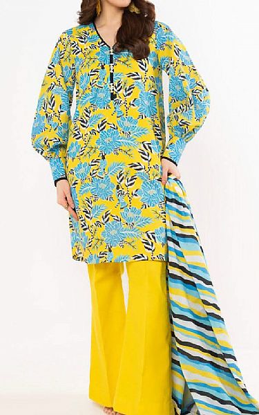 Alkaram Golden Yellow/Black Lawn Suit | Pakistani Lawn Dress in USA- Image 1