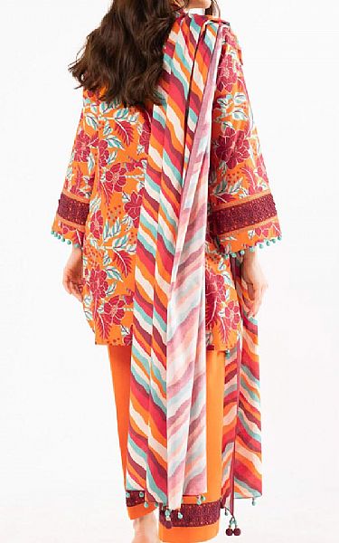 Alkaram Safety Orange Lawn Suit | Pakistani Lawn Dress in USA- Image 2