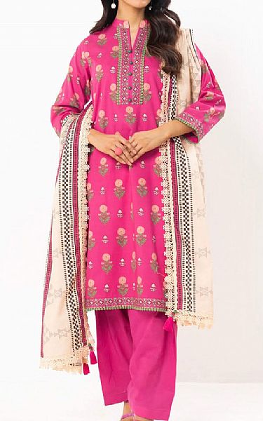 Alkaram Cerise Pink Lawn Suit | Pakistani Lawn Dress in USA- Image 1
