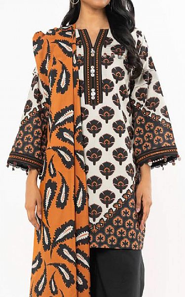 Alkaram Off White/Black Lawn Suit | Pakistani Lawn Dress in USA- Image 2