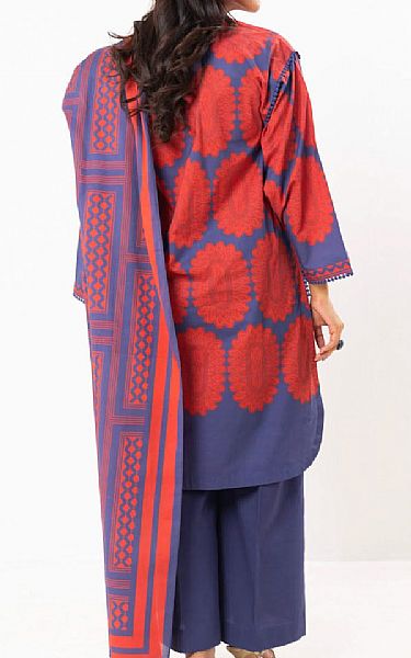 Alkaram Dusky Blue/Pastel Red Lawn Suit | Pakistani Lawn Dress in USA- Image 2