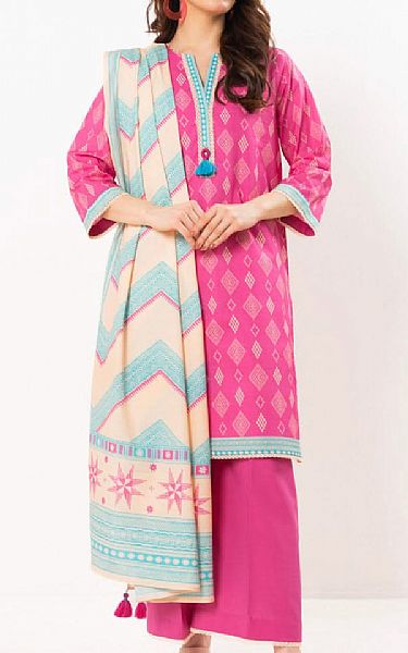 Alkaram Hot Pink Lawn Suit | Pakistani Lawn Dress in USA- Image 1