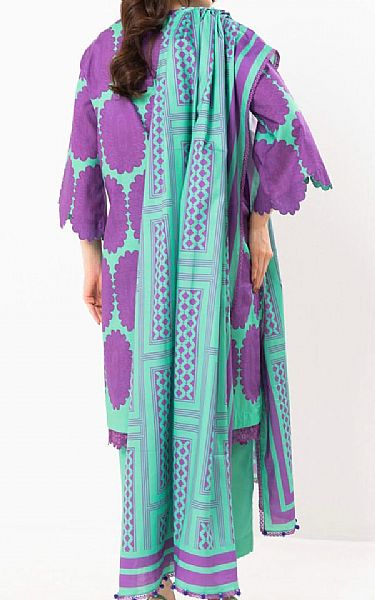 Alkaram Violet/Green Lawn Suit | Pakistani Lawn Dress in USA- Image 2