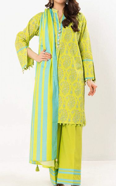 Alkaram Lime Green Lawn Suit | Pakistani Lawn Dress in USA- Image 1