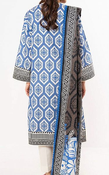 Alkaram Blue/Off White Lawn Suit | Pakistani Lawn Dress in USA- Image 2
