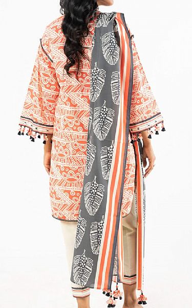 Alkaram Faded Orange/Off White Lawn Suit | Pakistani Lawn Dress in USA- Image 2
