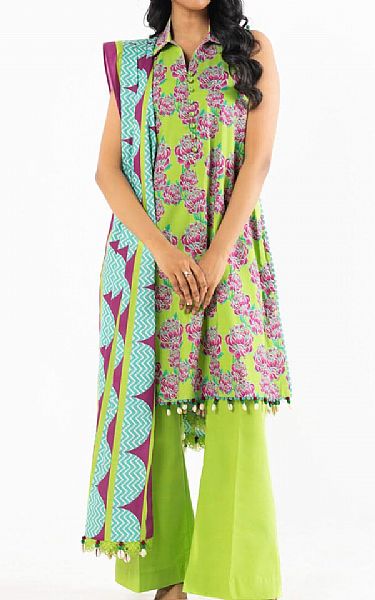 Alkaram Apple Green Lawn Suit | Pakistani Lawn Dress in USA- Image 1