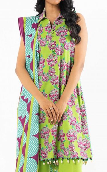 Alkaram Apple Green Lawn Suit | Pakistani Lawn Dress in USA- Image 2