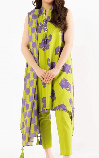 Alkaram Lime Green Lawn Suit | Pakistani Lawn Dress in USA- Image 1